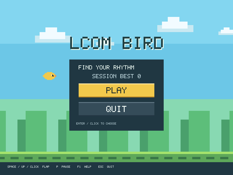 The readable pixel menu keeps the original bird and landscape.