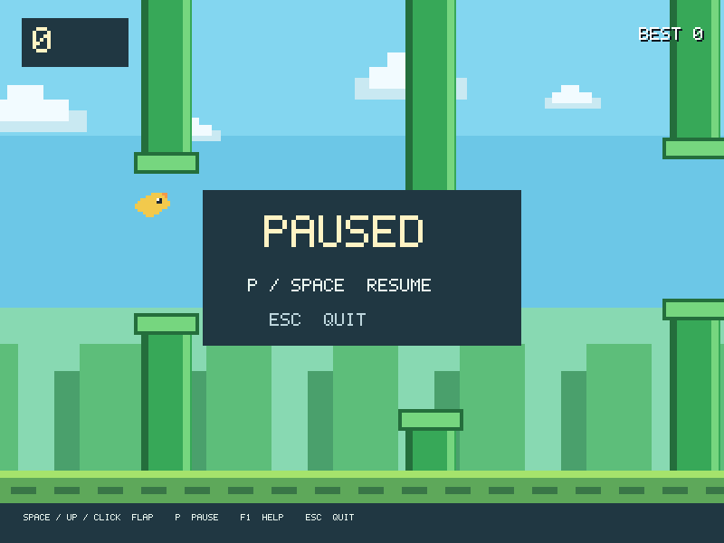 The world stops while the pause panel stays readable.