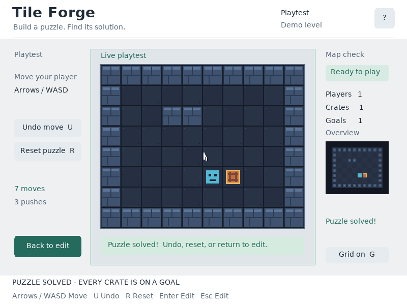 The solved message stays below the map, preserving a view of the completed board.
